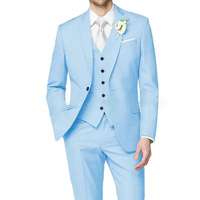 Jas Pria Slim Fit 3 Potong Model Tuxedo Satu Kancing Warna Solid untuk Pesta Prom dan Pernikahan, Kustomisasi Grosir