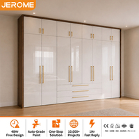 Meuble de rangement pour vêtements sur mesure pour chambre à coucher, système de placard modulaire de luxe moderne à 8 portes, finition blanc brillant