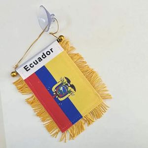 Custom Window Decoration Hanging Satin Laminated Double Printed Logo Countries Fringed Mini Car Rearview Mirror <b>Flags</b> - Product Image 2