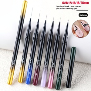 Nouvelle conception de pinceau à gel personnalisé pour ongles, manche dégradé, pinceau 3D pour nail art, ensemble de pinceaux pour dessin de lignes sur les ongles - Product Image 2