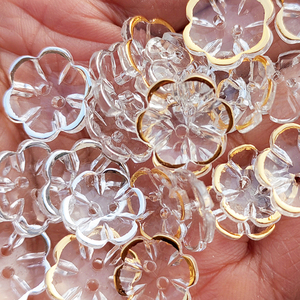 Nhà Máy Cung Cấp Vàng/Bạc Cạnh Trong Suốt <span class=keywords><strong>Acrylic</strong></span> Nút Cho Thủ Công <span class=keywords><strong>2</strong></span> Lỗ Hoa Pha Lê May Trang Trí Nút - Product Image 1