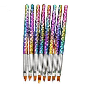 Ensemble de pinceaux à ongles en nylon Kolinsky avec manche en métal doré, pinceaux à points en silicone, pinceaux pour la peinture au gel UV, logo personnalisé - Product Image 2