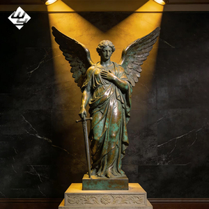 Statua Classica in Bronzo Fuso di Angelo Custode Alato con Spada, Scultura Artistica da Esterno per Progetti - Product Image 4