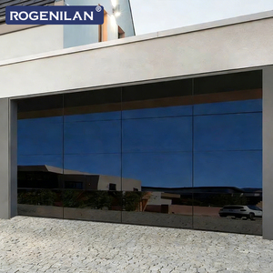ROGENILAN Porte de <span class=keywords><strong>garage</strong></span> en aluminium et verre sans cadre de style américain, étanche, avec miroir, pour maisons - Product Image 4