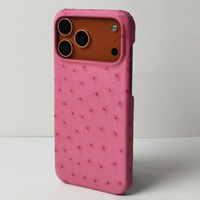 Étui de téléphone portable magnétique en cuir d'autruche véritable de haute qualité exotique pour iPhone 17 Pro Max