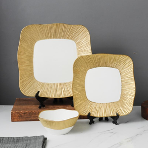 Saudi 3-Piece Sesame Glaze Bone China Dinnerware <b>Set</b> OEM/ODM Luxury Eco-Friendly <b>Microwave</b> Safe Tableware for 1 Person - Product Image 1