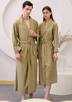 Pyjama d'été pour couple Boîte cadeau Peignoir Section mince Waffle Loose Comfortable Solid Color Robe