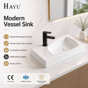 Lavabo de Porcelana Artística de Alta Calidad para Baños, Lavabos Rectangulares de Sobremesa, Lavabo de Diseño Moderno - Product Image 1
