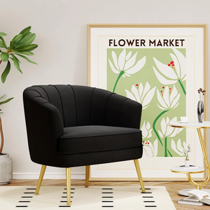 Wholesale White Accent <strong>Chair</strong> with Comfortable Velvet <strong>Bucket</strong> Seat Portable Armchair with Metal Leg Ergonomic Bedroom Leisure Sofa - Product Image 6