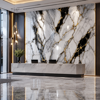 Panel de Pared de PVC con Acabado Brillante UV, Diseño de Mármol, Gran Tamaño, para Interiores, Comercial, WYRAX