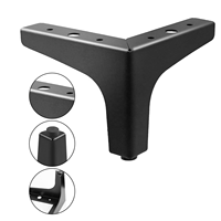 Paquete de 4 patas de metal negro mate de 4 pulgadas para muebles, patas resistentes y modernas para gabinetes de sala de estar (1,4 mm de grosor)