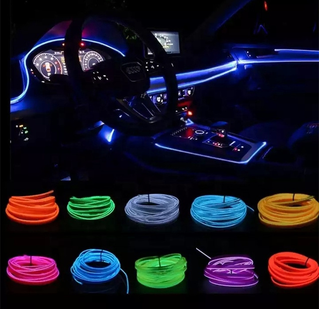 Car Interior Atmosphere EL Wire LED Cold Light Line Strip 12V USB Auto Lighting Universal ABS Material Easy Installation