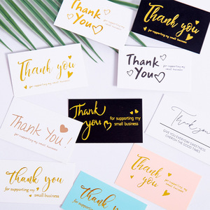 Biglietti di Ringraziamento Personalizzati di Alta Qualità, 350GSM, Stampa Logo in Lamina Dorata su Carta Nera, per Supportare la Mia Piccola Impresa - Product Image 3
