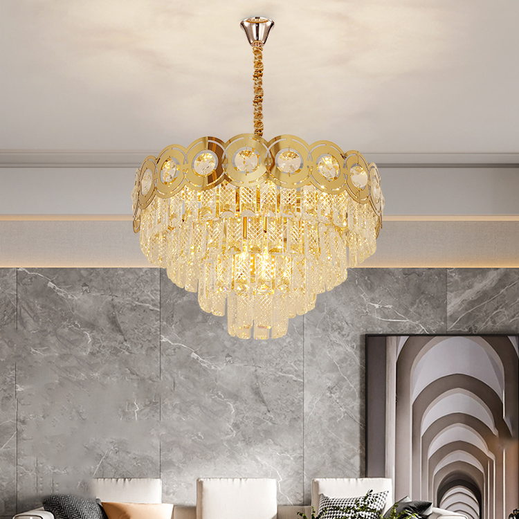 Роскошные круглые металлические черные Светодиодные хрустальные люстры из нержавеющей стали, подвесной светильник для гостиной