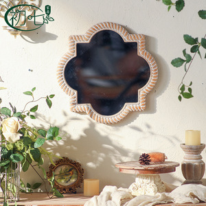 Espejo de Pared con Marco Blanco, Estilo Rústico, Espejo de Maquillaje para Baño - Product Image 2