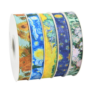 Van Gogh Oil Painting Series Satin Ribbon Gift Decoration Floral Bow Nordic Style Printed Ribbon - Product Image 5
