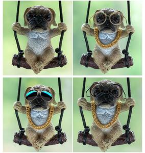 Ciondolo per Specchietto Retrovisore <span class=keywords><strong>Auto</strong></span> <span class=keywords><strong>a</strong></span> Forma di Cucciolo di Carlino Anime in Gesso, Ornamento Decorativo per <span class=keywords><strong>Auto</strong></span>, Accessori e Regali - Product Image 3