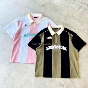 Camiseta de Fútbol Retro Personalizada con Media Cremallera y Rayas, Estilo España, con Cuello, Jersey de Punto para Hombre, Polo - Product Image 1