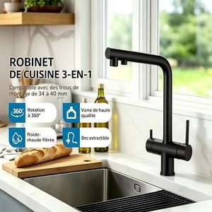 <span class=keywords><strong>Rubinetto</strong></span> da <span class=keywords><strong>Cucina</strong></span> a 3 Vie, 360° °   <span class=keywords><strong>Rubinetto</strong></span> Miscelatore Girevole, <span class=keywords><strong>Rubinetto</strong></span> da <span class=keywords><strong>Cucina</strong></span> con Beccuccio Flessibile, per Acqua Fredda e Calda con <span class=keywords><strong>Filtro</strong></span> - Product Image 1