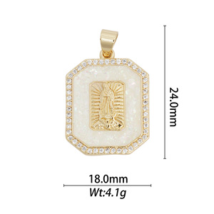 Octagon Cut Copper Plated Pendant 18k Gold Finish 24x18mm For Necklace Making Jewelry Findings - Product Image 1