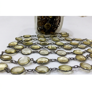 Cuarzo Limón Natural, Forma Libre, Briolette de 10 a 15 mm, Conector de Bisel, Cadena Vendida por Pie - Product Image 1