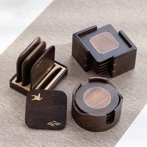 Solid Wood <b>Tea</b> Coasters Square Walnut Wood Crane Design For Kung Fu <b>Tea</b> <b>Set</b> Afternoon <b>Tea</b> Use - Product Image 1