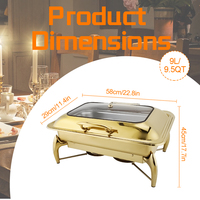 DaoSheng Restaurant Buffet 9L Serveur en acier inoxydable Rectangle chauffe-plat avec plateau de service Buffet chauffe-plat