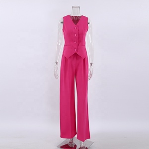 6891-XUJO-Elegante Completo Donna Due Pezzi: Gilet Senza Maniche con Bottoni e Pantaloni Lunghi Casual - Product Image 2