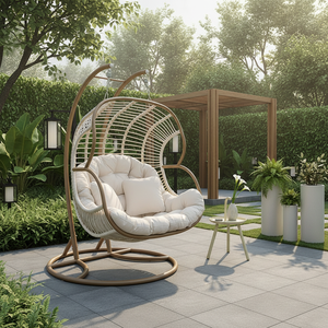 Sedia <span class=keywords><strong>a</strong></span> Dondolo Doppia in Rattan Meiqi, Set da 2 con Supporto <span class=keywords><strong>a</strong></span> C per Patio, Balcone, Soggiorno e Relax - Product Image 1