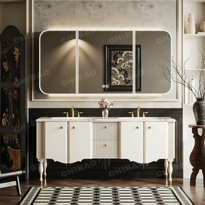 Style simple en bois massif pour meubles de salle de bain avec évier portes coulissantes miroir mural pour usage domestique - Product Image 4