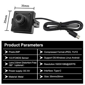<span class=keywords><strong>Telecamera</strong></span> Esterna Industriale USB-C 1080P ad Alta Velocità 30 Fotogrammi Senza Distorsione con Custodia in Metallo - Product Image 3