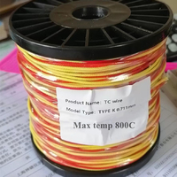 2 x 0.711 mm, Cable Termopar Tipo K de Alta Temperatura 800°C, Código de Color ANSI Amarillo y Rojo, Cable TC para Procesos de Tratamiento Térmico