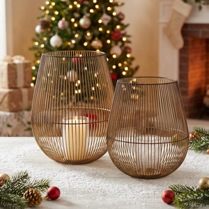 Lot de lanternes porte-bougies en fer forgé, grand format, noir et or, pour la maison, Noël, la table, le jardin et diverses occasions – Vente en gros, populaire - Product Image 4
