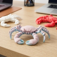 Modèle de crabe océanique articulé imprimé en 3D, impression PLA, personnalisable et disponible en gros, jouet articulé imprimé en 3D