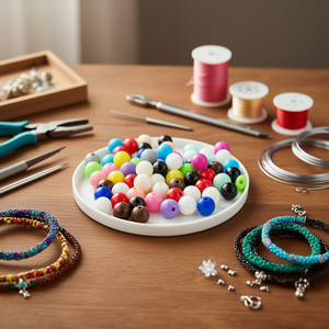 Ilan Abalorio Perline acriliche colorate da 8 mm, rotonde, dipinte, resistenti, per la creazione di gioielli, 20 g - Product Image 2