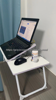 Table d'ordinateur portable pliable en métal convertible pour bureau, avec porte-gobelet et surface en MDF, bureau pliable pour enfants