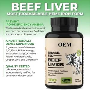 OEM capsule di fegato bovino biologiche liofilizzate con erba naturale integratori energetici, ferro, vitamina A, <span class=keywords><strong>B12</strong></span> capsule di fegato bovino - Product Image 5