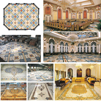 Médaillon en marbre jet d'eau de luxe motif fleurs Carrelage de sol Design Beige Incrustation de marbre Carrelage de sol Mosaïque en marbre jet d'eau