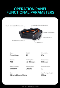 FreedConn F1 casco auriculares altavoz con graves fuertes 1100mAh IP67 impermeable motocicleta Bluetooth auriculares - Product Image 4