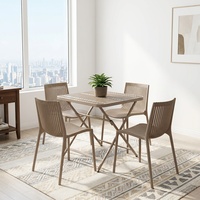 Ensemble table et chaises pliantes modernes pour l'extérieur, plateau en PP, pieds en acier inoxydable, résistant à l'eau, pour balcon, cour, loisirs