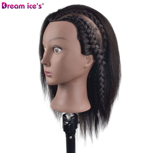 Cabeza de Maniquí de Pelo Animal para Entrenamiento de Peluquería, Maniquí Femenino para Prácticas de Salón, Cabeza de <span class=keywords><strong>Muñeca</strong></span> de Cosmetología para Corte y Trenzado de Cabello - Product Image 2