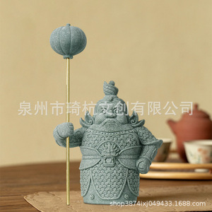 เฮงและฮา เทพผู้พิทักษ์ 2 ชิ้น เรซินสังเคราะห์ สไตล์ดั้งเดิม ของตกแต่งบ้าน สำหรับห้องนั่งเล่น โถงทางเข้า โต๊ะทำงาน - Product Image 3