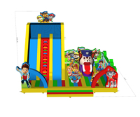 Parc de jeux gonflable avec toboggan, structure gonflable commerciale Paw Dogs, ville de jeux gonflable pour enfants
