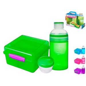Lonchera de Polipropileno Azul o Morado con Tapa y Compartimento para Uso Escolar u Oficina - Product Image 1