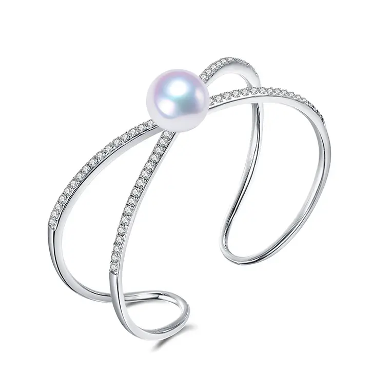 Meidi Jewelry fashion 925 Sterling Silver Freshwater Pearl Banglesn mounting for making pearl accessory