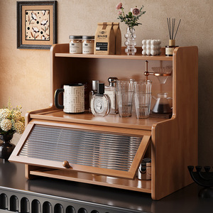 Desktop Cup Storage Rack 3 Tier Wooden Multi Purpose Organizer For <b>Teacup</b> Tea <b>Set</b> Makeup Desk Organization - Product Image 1