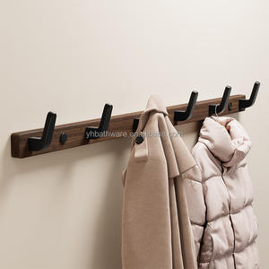 Porte-manteau mural en <span class=keywords><strong>bois</strong></span> massif de noyer de haute qualité pour entrée, couloir, salon, hôtel - Product Image 1