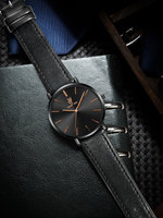 Montre à quartz simple personnalisée LUCKY FOX, cadran analogique à aiguilles, bracelet en cuir 40 mm, boîtier en alliage, boucle à fermoir, mouvement sans chiffres
