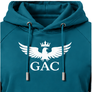 Sudadera con capucha azul verdoso oscuro con diseño de águila blanca, bolsillo canguro, capucha con cordón, manga larga, forro polar, estilo casual urbano - Product Image 4