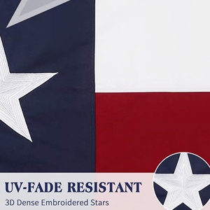Drapeau de l'État du Texas (États-Unis) Premium 3x5FT, brodé et cousu, en nylon Oxford 210D, avec ourlet renforcé à 4 rangées de points et œillets en laiton massif - Product Image 3